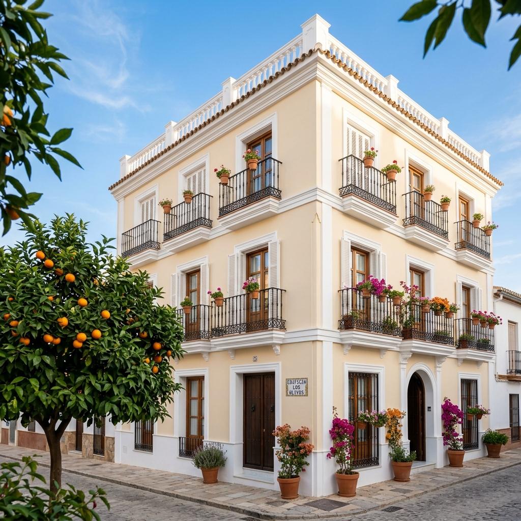 Edificio pintado profesionalmente en España